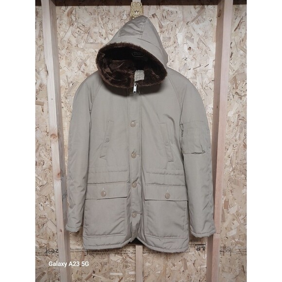 Sears Work Leisure  Faux Fur Collar tan brown Jacket / Coat Hooded size Medium - Picture 1 of 6